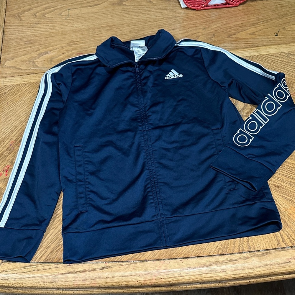 Adidas Kids Dark Blue Jacket with White Stripes